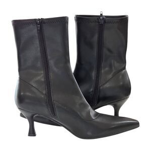 MIA Dolly Kitten Heel Ankle Booties Black Size 10M Faux Leather Pointed Toe